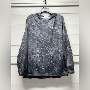 Huk fishing hoodie Mens XL Black/Gray camo Preformance hoodie.